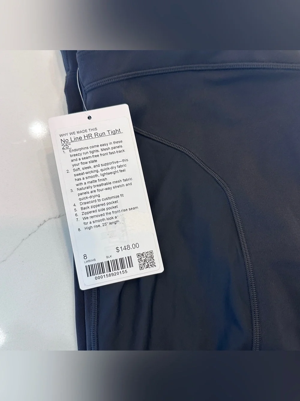 Lululemon No Line High Rise Run Tight 25” Black Sz 8 NWT